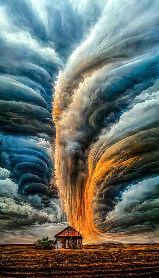 Tornado On A Kansas Field Digital Art by Wes and Dotty Weber
