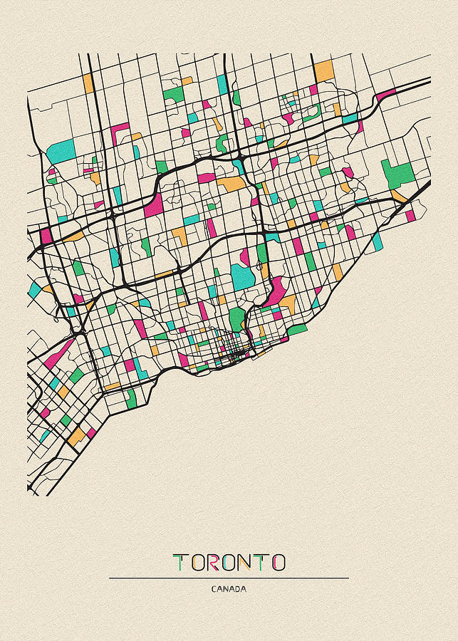 Memento Movie Drawing - Toronto, Canada City Map by Inspirowl Design