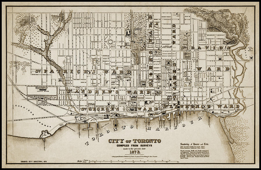 Toronto Canada Historical City Map 1873 Sepia  Photograph by Carol Japp