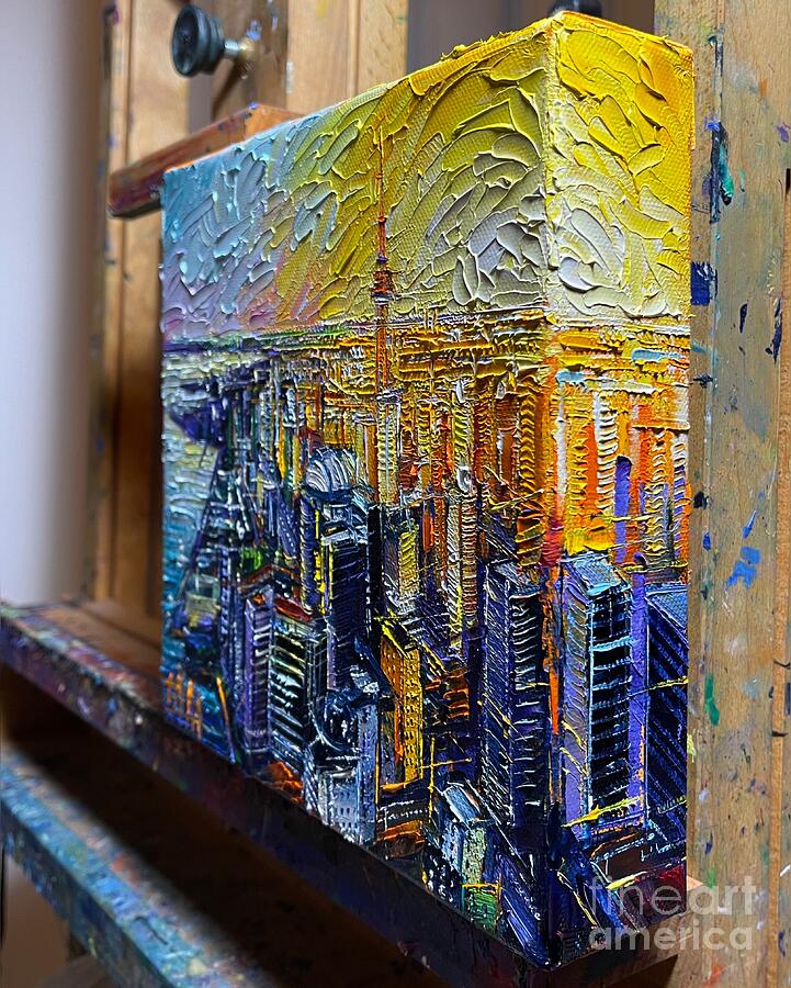 TORONTO, CANADA oil painting - 3D canvas painted edges right side Painting by Mona Edulesco