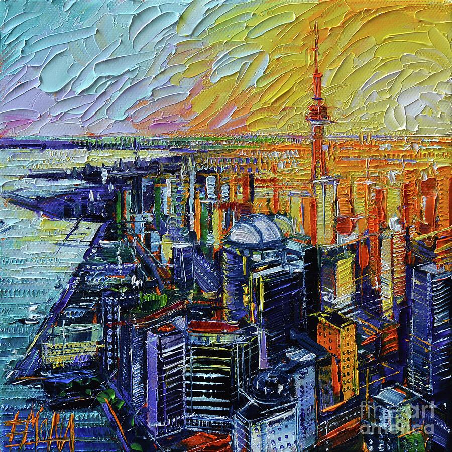TORONTO, CANADA - sunset view - commissioned oil painting Mona Edulesco Painting by Mona Edulesco