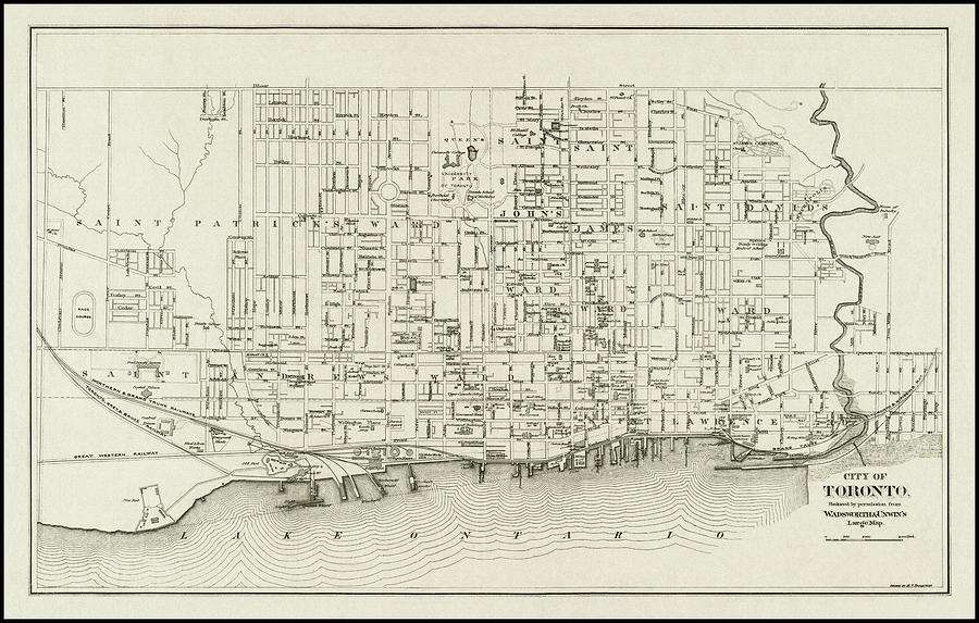 Toronto Canada Vintage City Map 1880 Photograph by Carol Japp