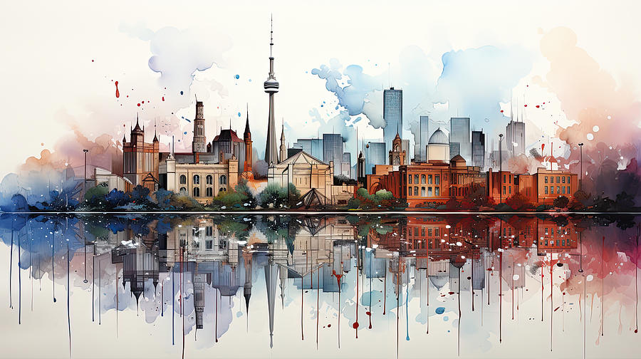 Toronto Canada Watercolor Digital Art by Evie Carrier