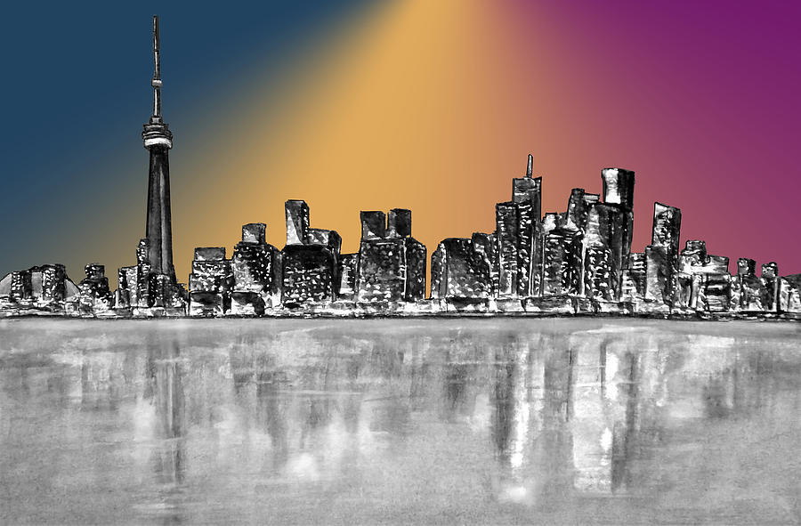 Toronto City Lights Mixed Media by Kelly Mills