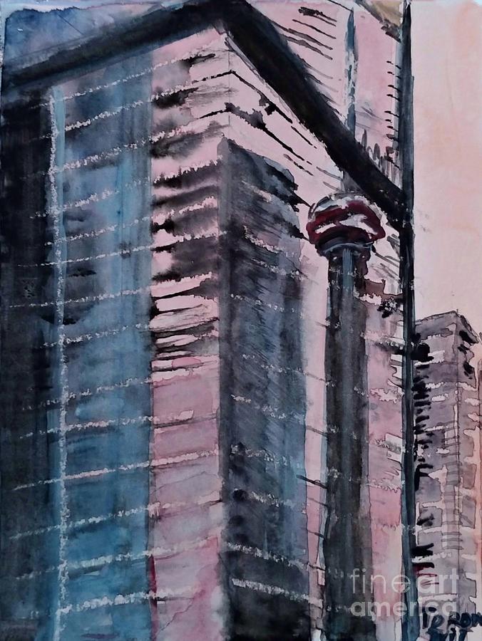 Toronto Painting - Toronto CN Tower, reflection  by Tamara Vitsenkova