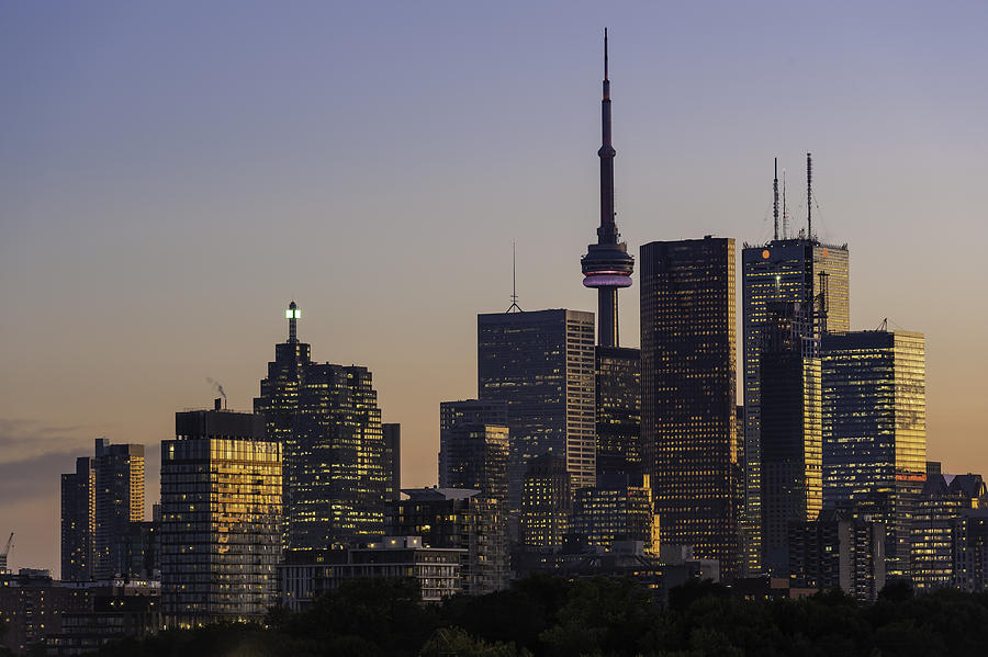 Toronto downtown skyscraper skyline sunset Photograph by fotoVoyager