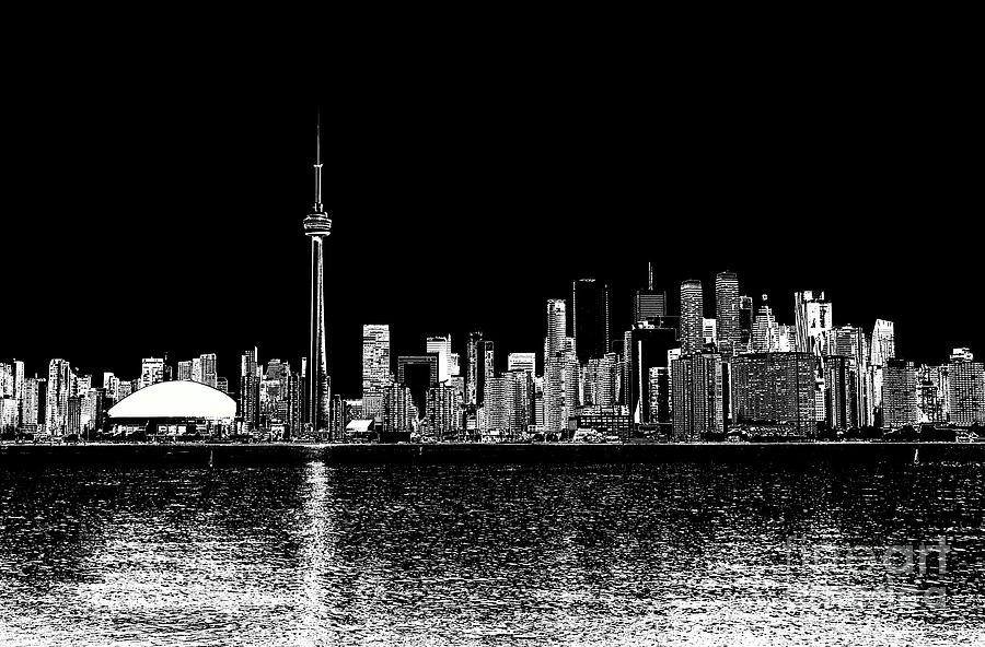 Toronto Ontario Canada Black and white Skyline Photo 187 Digital Art by Lucie Dumas