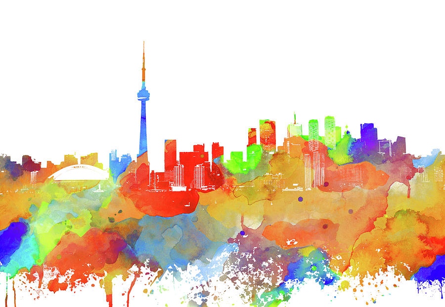 Toronto Ontario Canada Multicolor Skyline Design 246 Mixed Media by Lucie Dumas