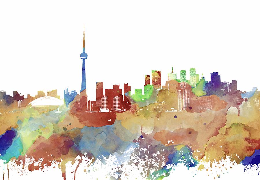 Toronto Ontario Canada multicolor skyline Design 247 Mixed Media by Lucie Dumas