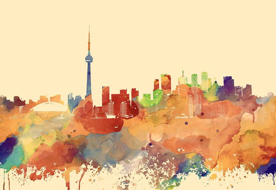 Toronto Ontario Canada multicolor skyline Design 248 Mixed Media by Lucie Dumas