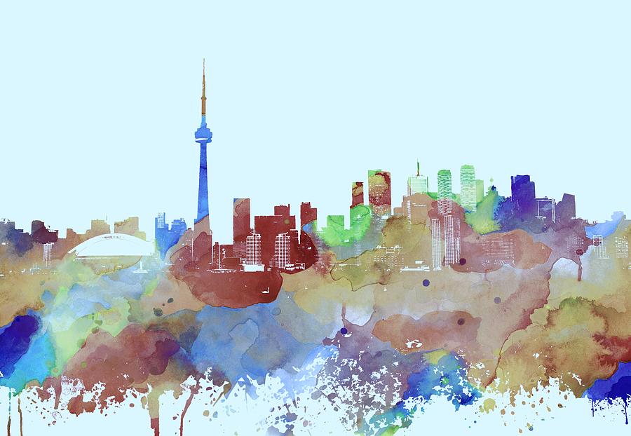 Toronto Ontario Canada multicolor skyline Design 249 Mixed Media by Lucie Dumas