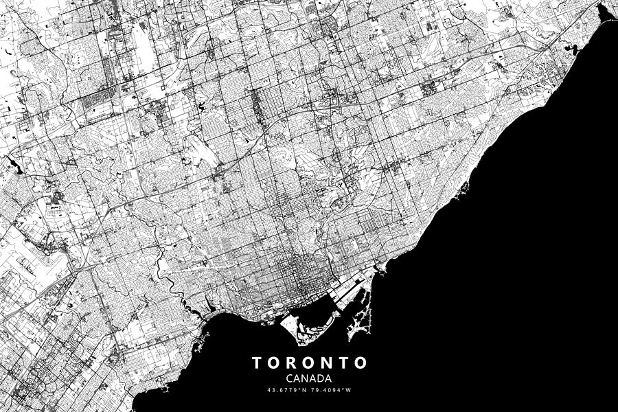 Toronto, Ontario, Canada Vector Map Drawing by Lasagnaforone