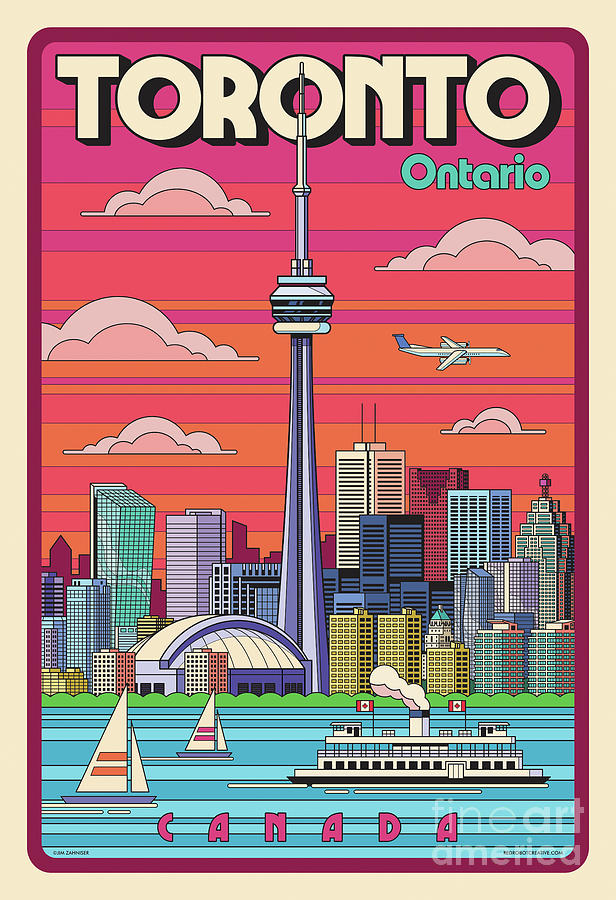 Vintage Digital Art - Toronto Pop Art Poster by Jim Zahniser