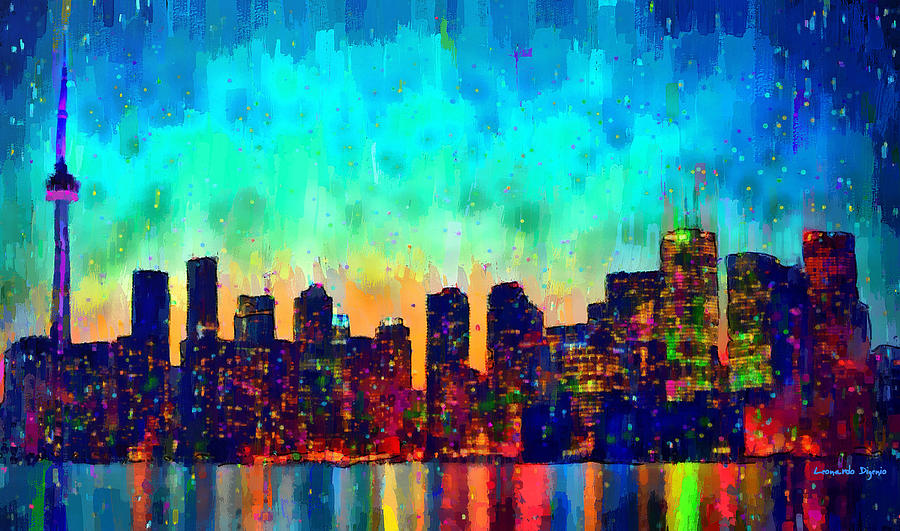 Toronto Skyline 23 PA2 Painting by Leonardo Digenio Fine Art America