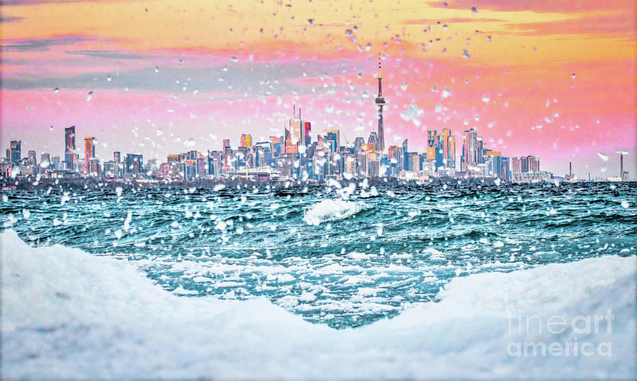 Toronto Skyline Icy Splashes Photograph by Charline Xia
