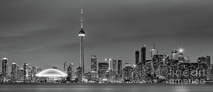 Toronto Skyline In Black And White Photograph
