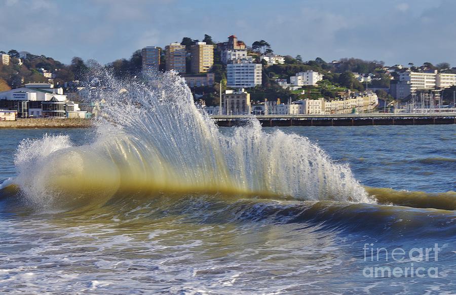 Torquay, Devon UK - A Wave On The Beach Photograph by Lesley Evered