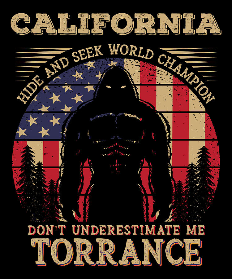 Torrance California Bigfoot 4th of July Patriotic USA Flag Sasquatch