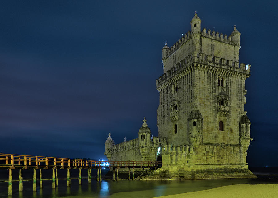 Torre de Belem at night in Lisbon Photograph by Angelo DeVal