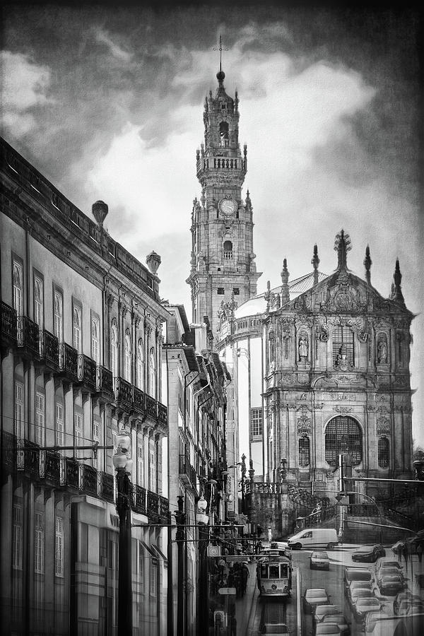 Torre Dos Clerigos Porto Portugal Black and White Photograph by Carol Japp