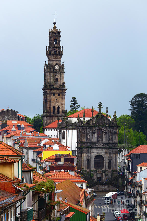 Torre dos Clerigos tower and church Porto Portugal Photograph by James Brunker
