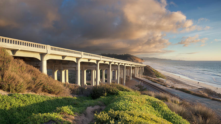 Torrey Pines Bridge Colorful Clouds Photograph by William Dunigan