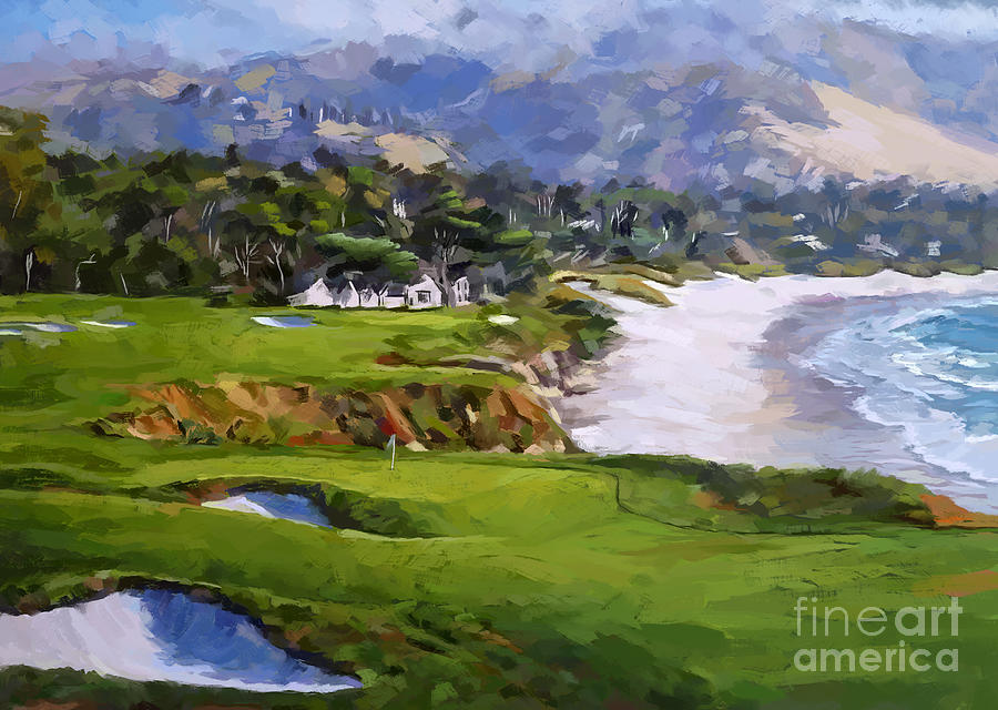 Golf Painting - Torrey Pines Golf Course by Tim Gilliland