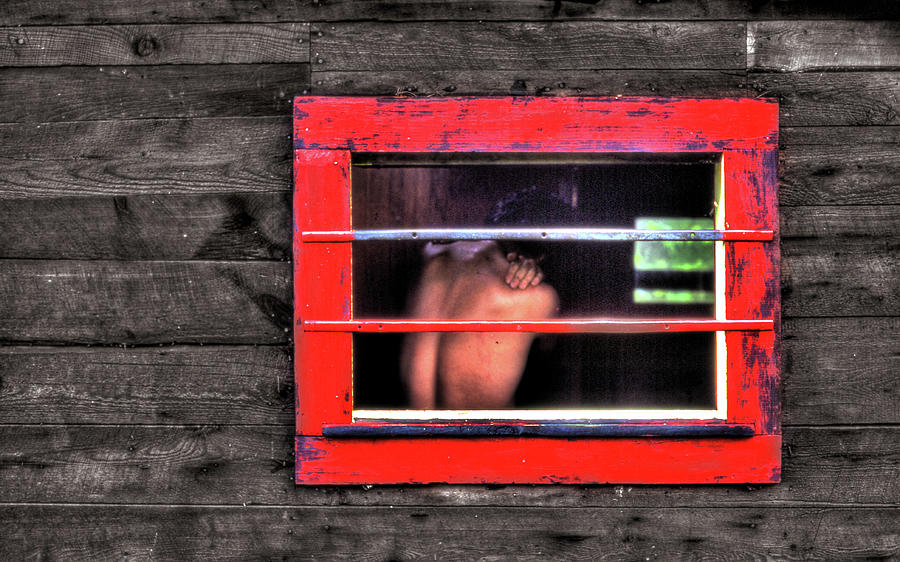 Torso in a Red Window Photograph by Wayne King