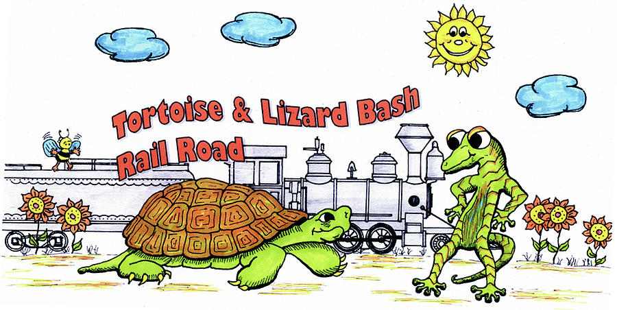 Tortoise and Lizard Bash Logo Mixed Media by Linda Brody