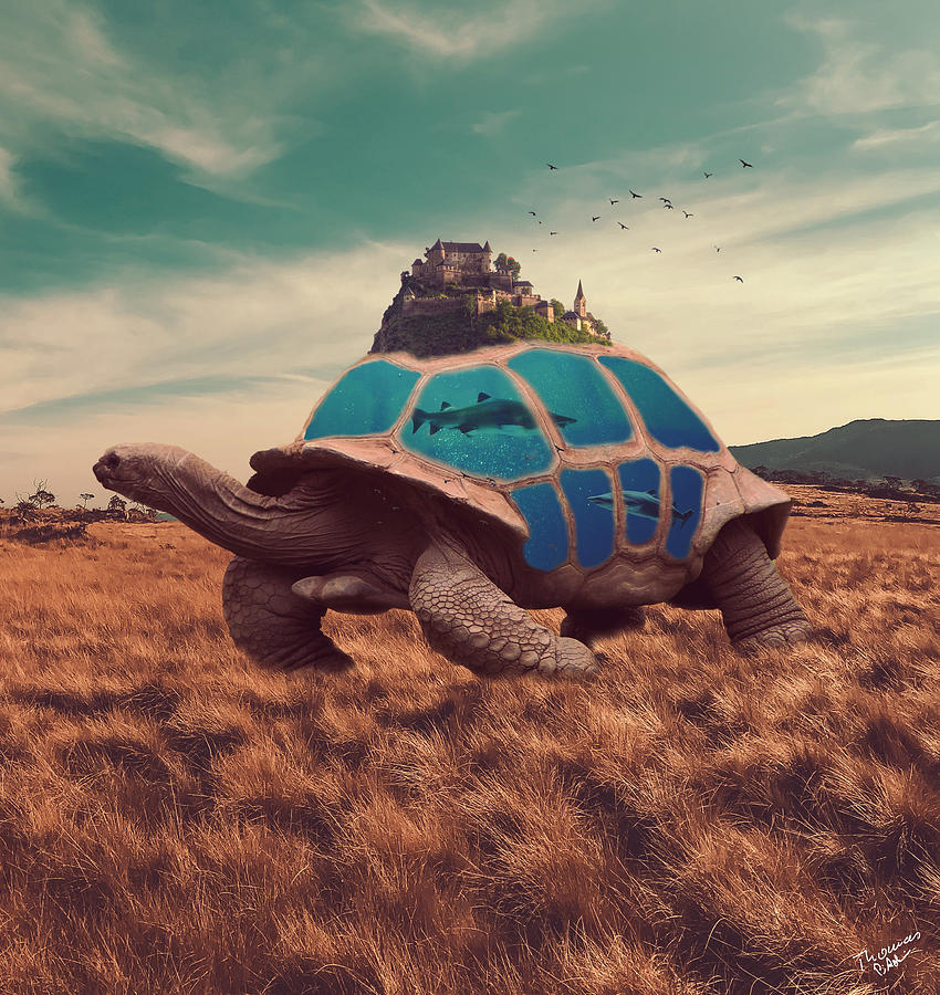 Tortoise Castle Surrealism Digital Art by Thomas M Pikolin