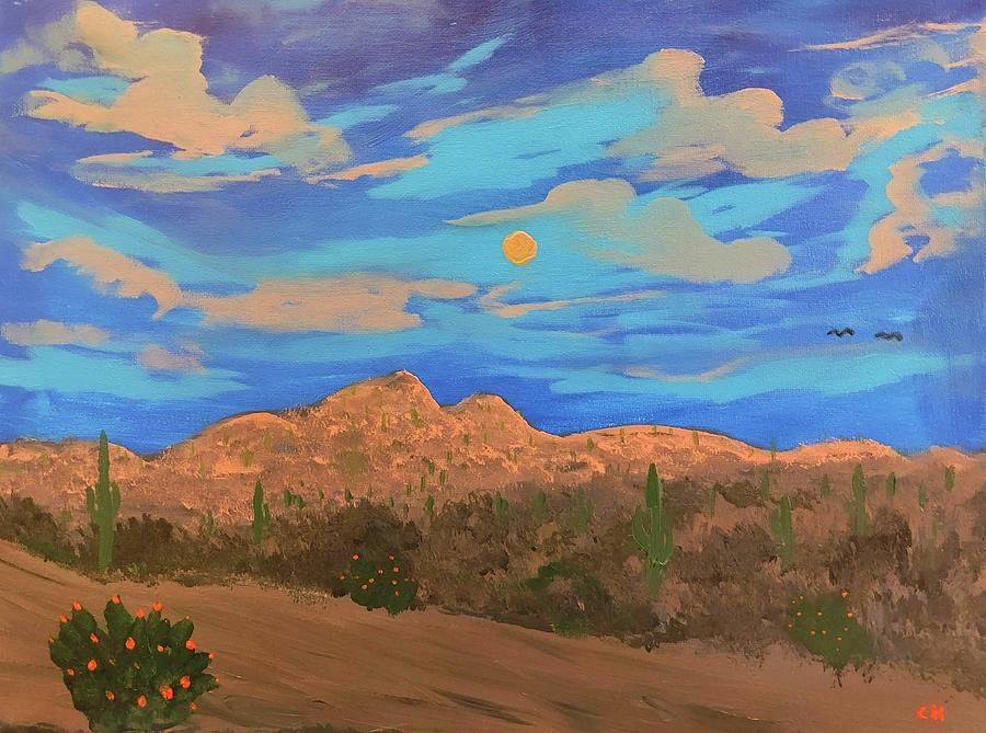 Tortolita Mountains Moonrise Painting by Chance Kafka