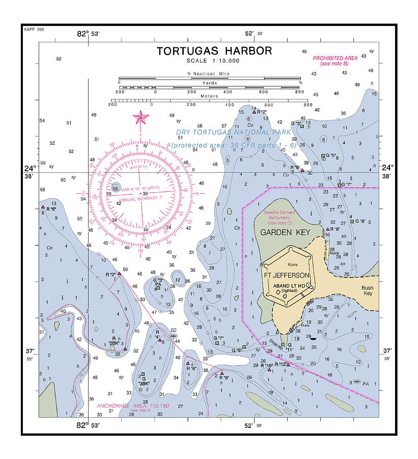 Tortugas Harbor, NOAA Chart 11438_1 Digital Art by Nautical Chartworks