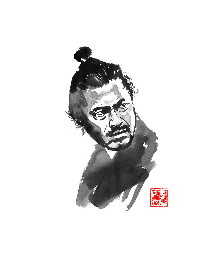 Toshiro Mifune Drawing - Toshiro Mifune by Pechane Sumie
