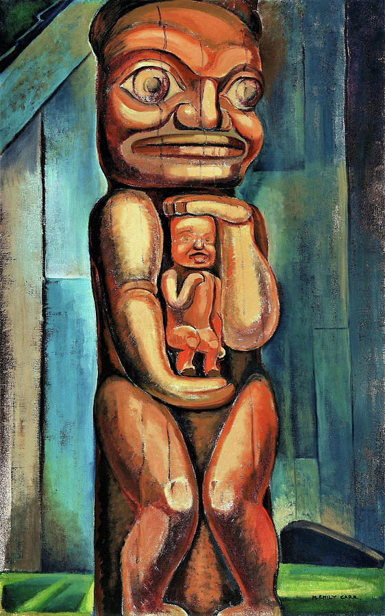 Totem pole Mother, Kitwancool - Digital Remastered Edition Painting by Emily Carr