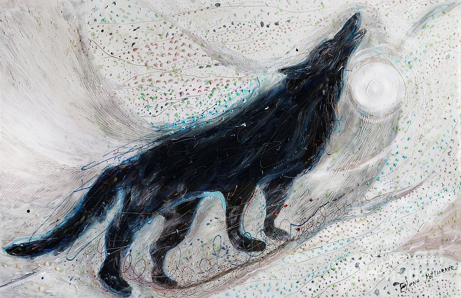 Totem series #5. The Timberwolf Painting by Elena Kotliarker
