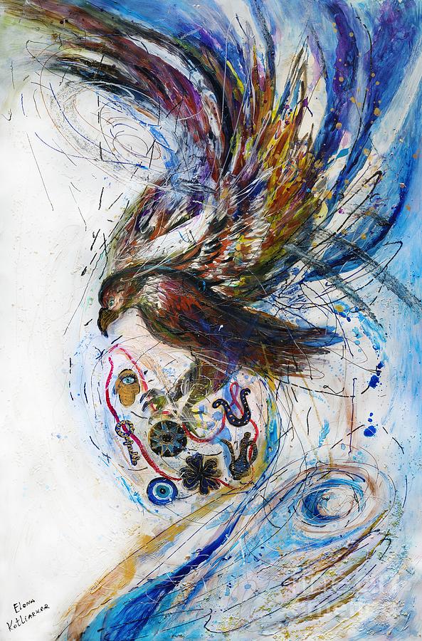 Totem series #6. The Eagle Painting by Elena Kotliarker