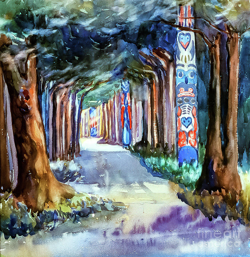 Abstract Painting - Totem Walk at Sitka by Emily Carr 1907 by Emily Carr