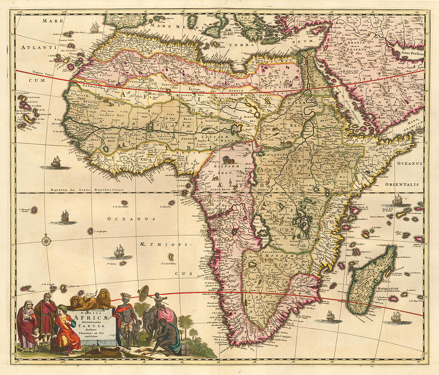 Totius Africae Accuratissima Tabula Amsterdam circa Painting by ...