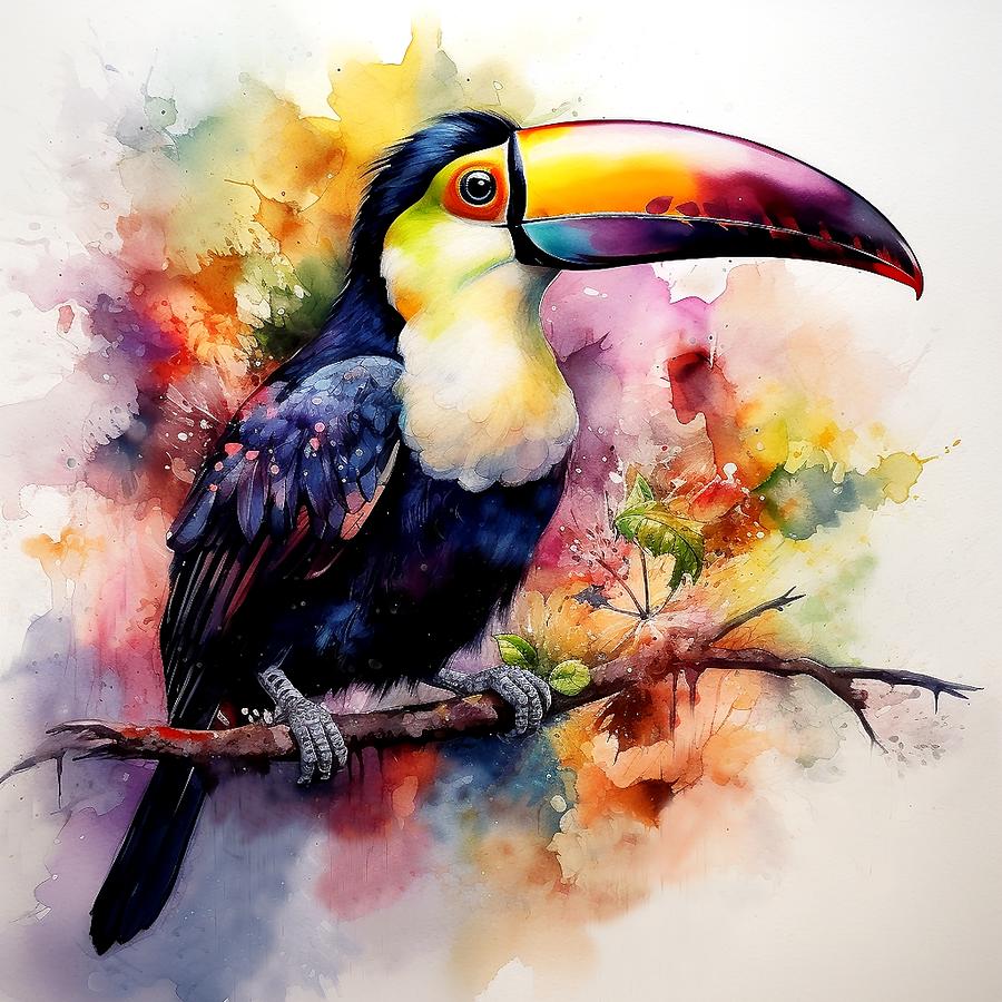 Toucan Digital Art - Toucan in a Forest Clearing by Patricia Keith