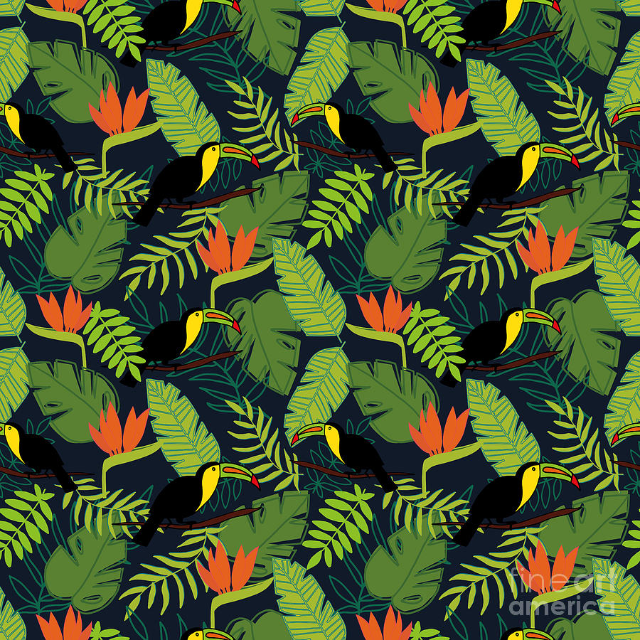Toucan Jungle Pattern Painting by Ashley Lane