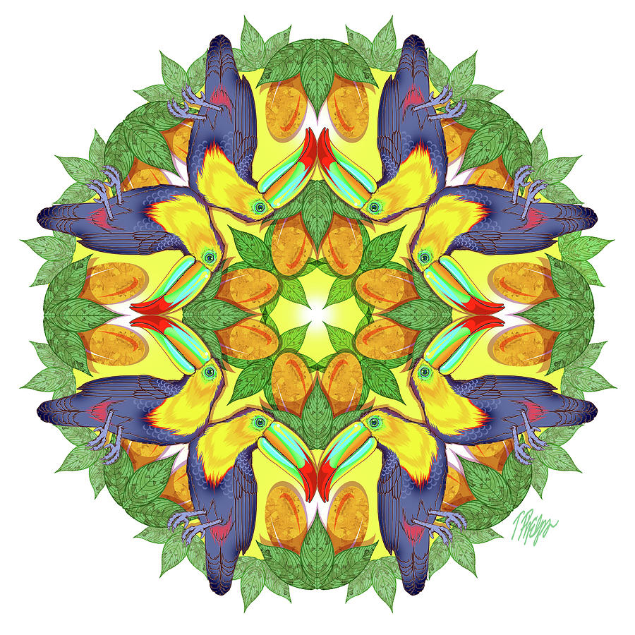 Toucan Mango Nature Mandala Digital Art by Tim Phelps