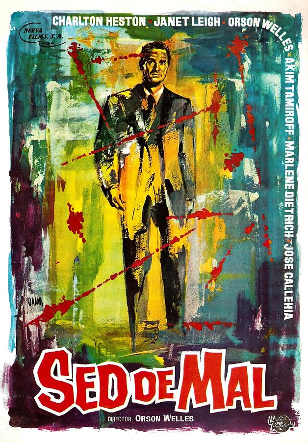 Charlton Heston Mixed Media - Touch of Evil, 1958 - art by Jano by Movie World Posters