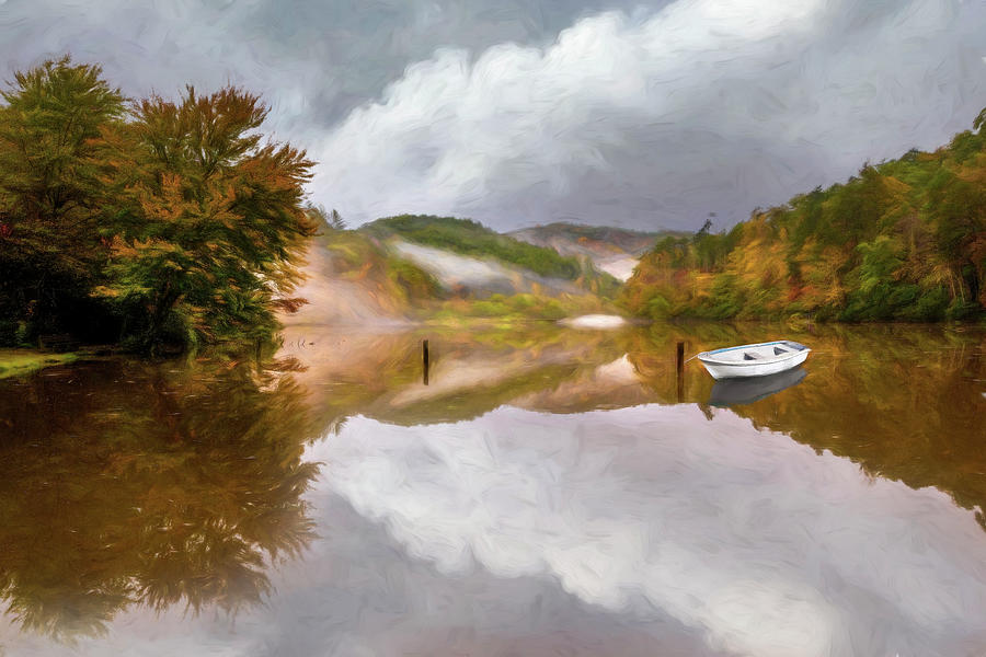 Touch of Fog on the Lake Oil Painting Photograph by Debra and Dave Vanderlaan