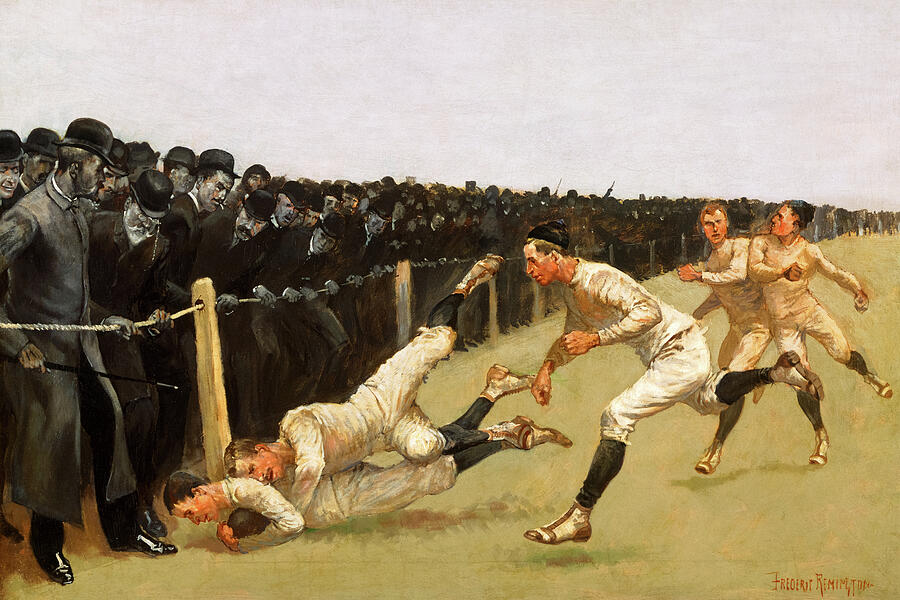 Frederic Remington Painting - Touchdown, Yale vs Princeton, Thanksgiving Day, 1890 by Frederic Remington