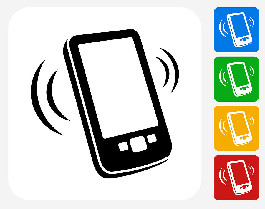 Touchscreen Phone Icon Flat Graphic Design Drawing by Bubaone