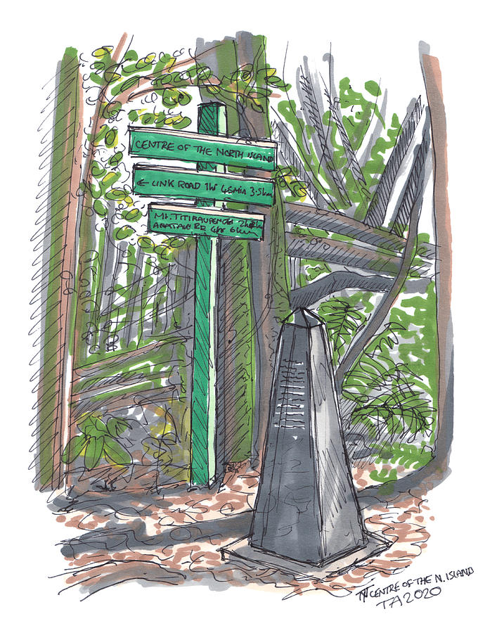 Tour Aotearoa - Centre of the North Island Drawing by Tom Napper