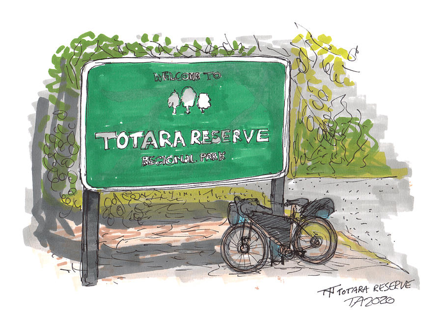 Tour Aotearoa - Totara Reserve Drawing by Tom Napper
