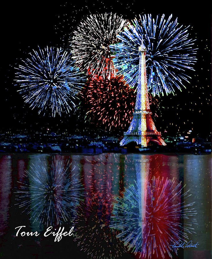 Tour Eiffel Fireworks Paris Digital Art by Michele Avanti