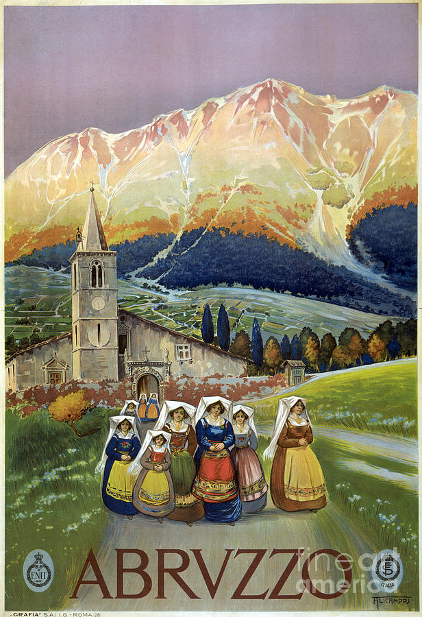 TOURISM POSTER - ABRUZZO, c1920 Drawing by Granger