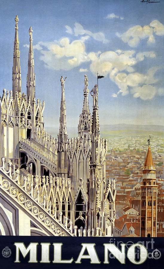 TOURISM POSTER - MILAN, c1920 Drawing by Allessandro Pomi